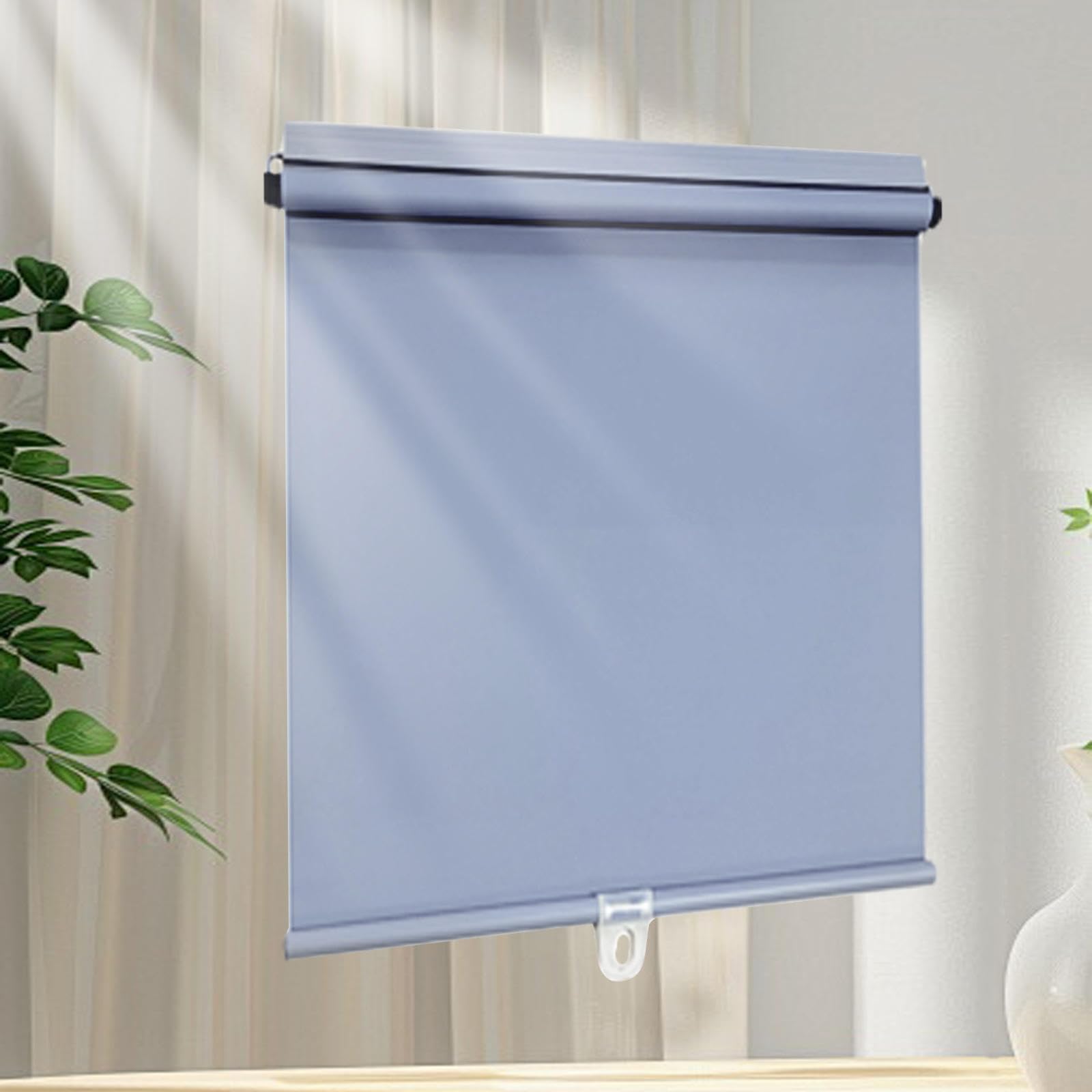 Tzyyao Grey Blackout Roller Shades Window Curtains,Portable Retractable Curtains,32-150Cm Wide Temporary Thermal Insulation Roller Blinds,Free-Perforated,For Bedroom,Nursery,-60X200cm(23.6X78.7in)