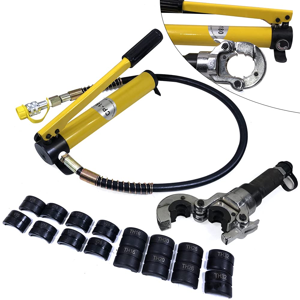 Pinza idraulica, set di pinze crimpatrici 6T, pinza crimpatrice manuale V12-28 mm e TH16-32 mm per tubi in alluminio, tubi PEX, ecc.