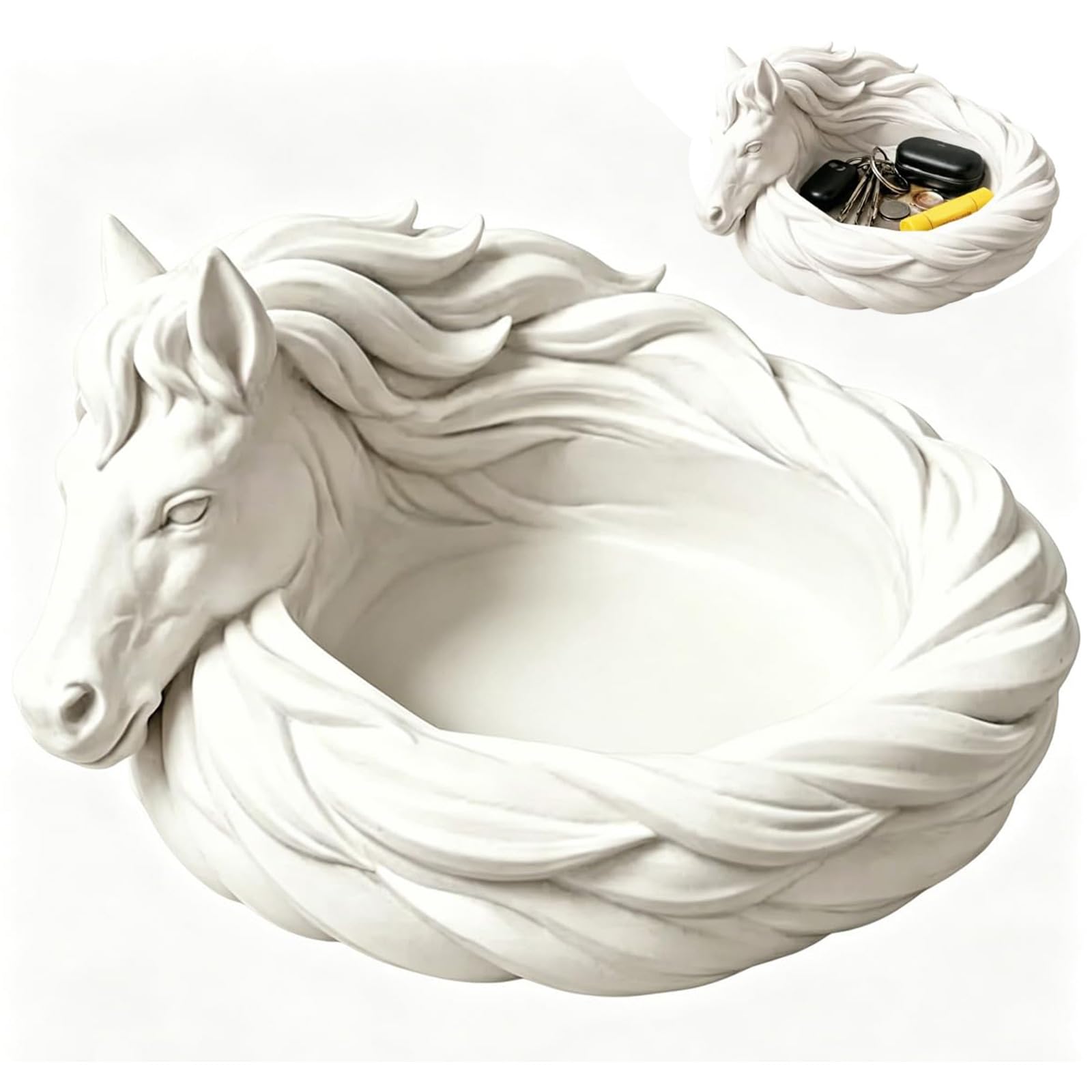 Horse Catchall Bowl for Keys, 3D Printed Horse Trinket Dish, Decorative Entryway Table Dresser Candle Dish for Keys, Jewellery & Coins, Equestrian Home Decor, Gifts for Horses Lovers