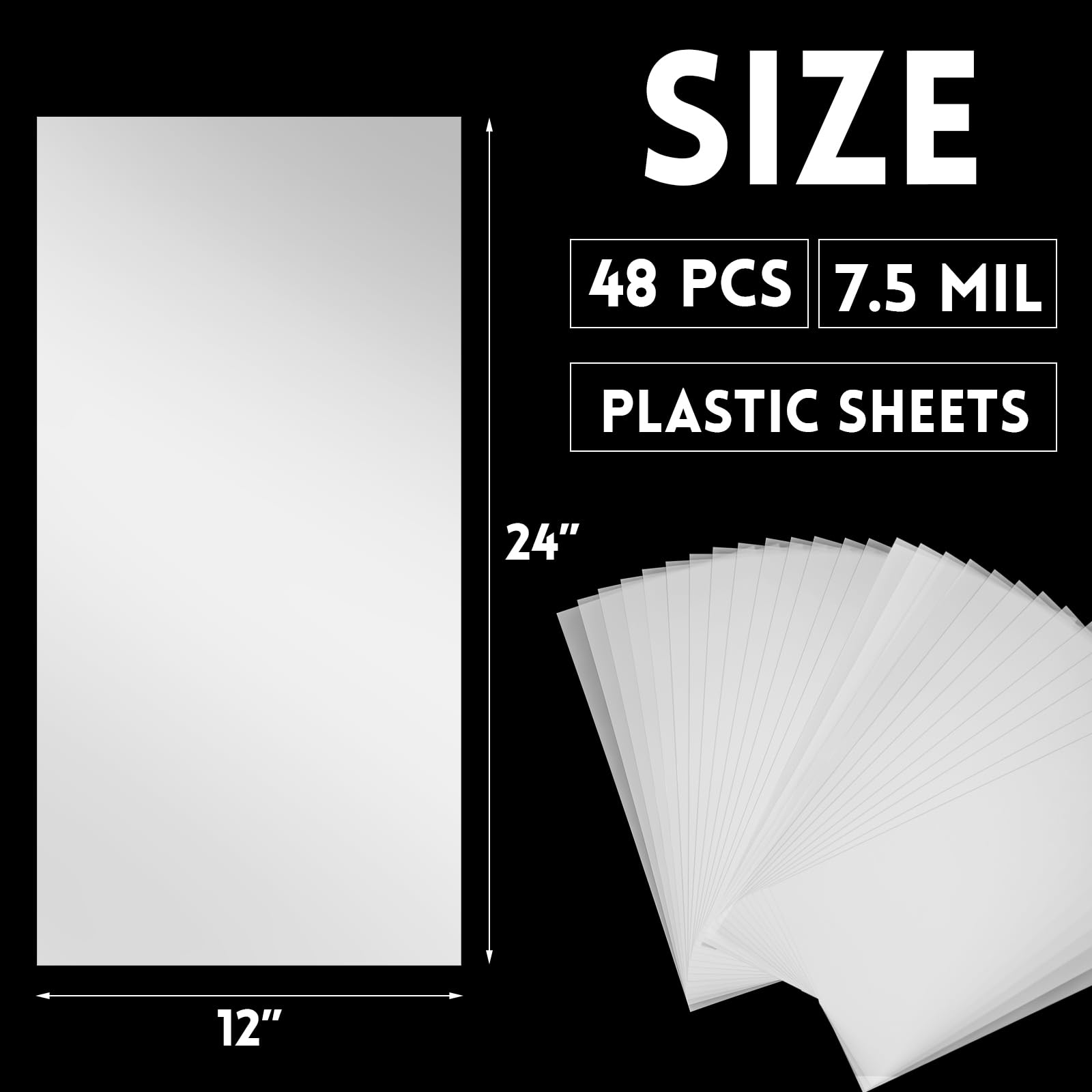Frienda 48 hojas de plástico flexible de 7.5 mil para manualidades, 12 x 24 pulgadas, PET translúcido lechoso, plantillas de material para manualidades y máquina de corte láser, decoración de pintura