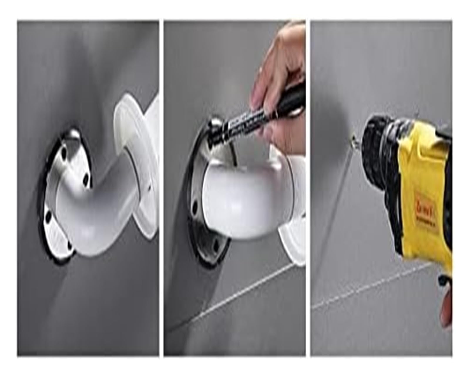 Asideros de baño, pasamanos de bañera, pasamanos de ABS Antideslizante en Forma de L, Amarillo/Blanco, asidero de Seguridad para Inodoro, Ducha y bañera, pasamanos de Seguridad