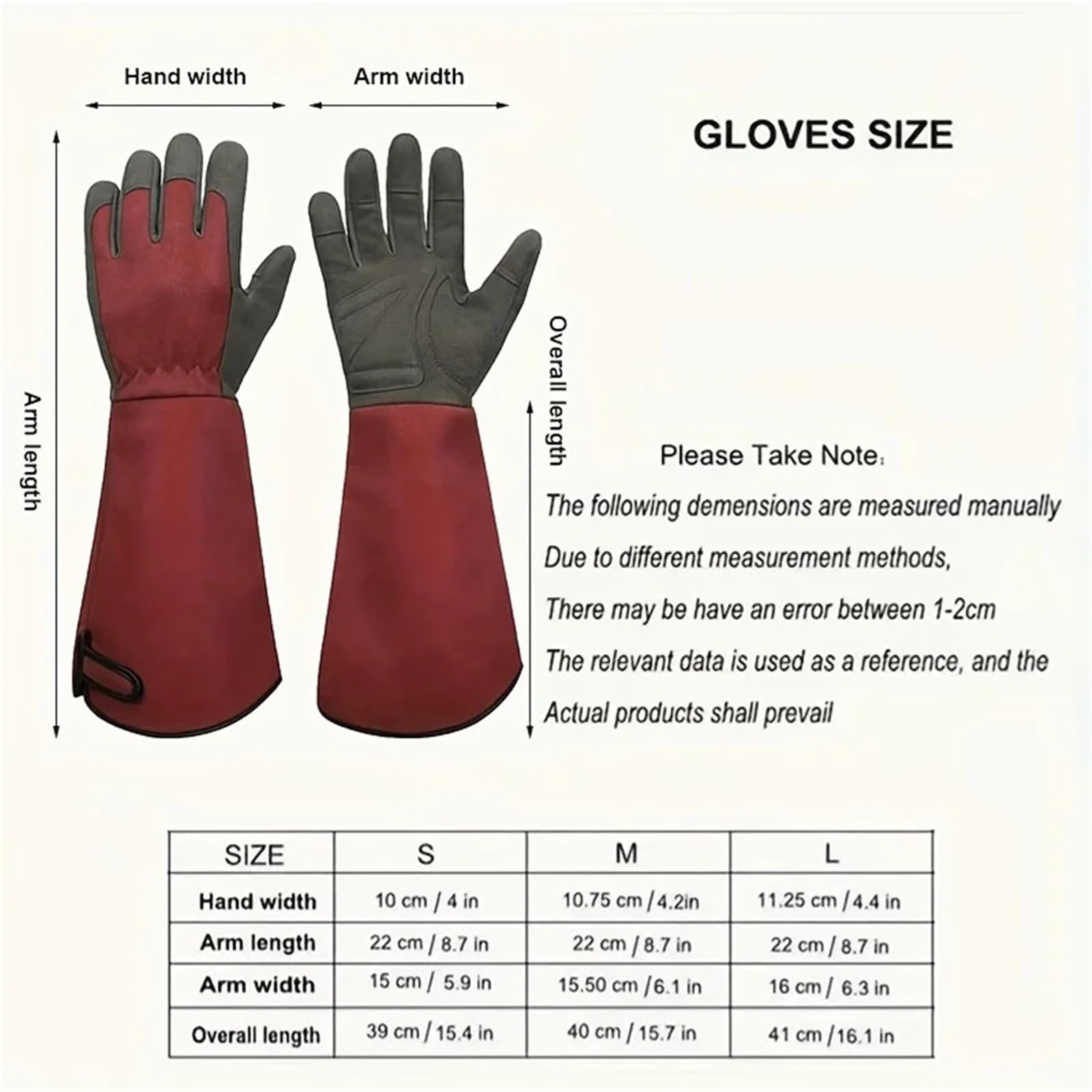 Guantes de jardinería estilo largo, guantes a prueba espinas, lona for podar, jardín con trabajo transpirables Para jardinería(M)