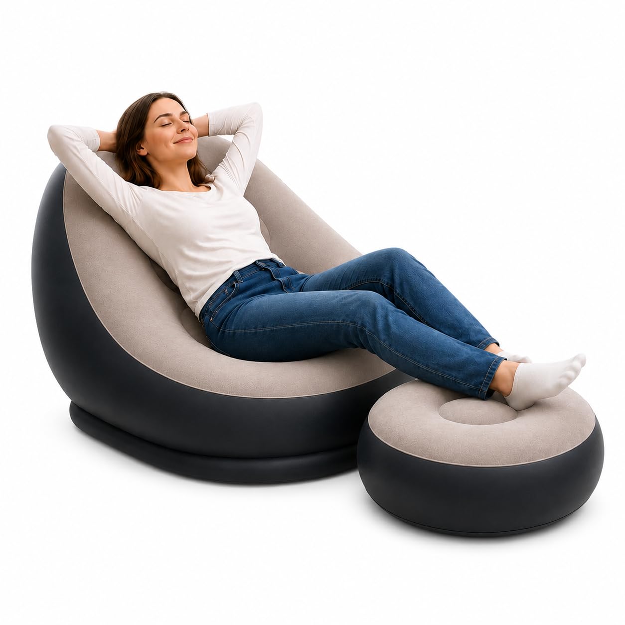 Air Sofa Chair Set with Stool | Inflatable, Includes Footrest, Electric Air Pump Included, Foldable, Portable-image-33