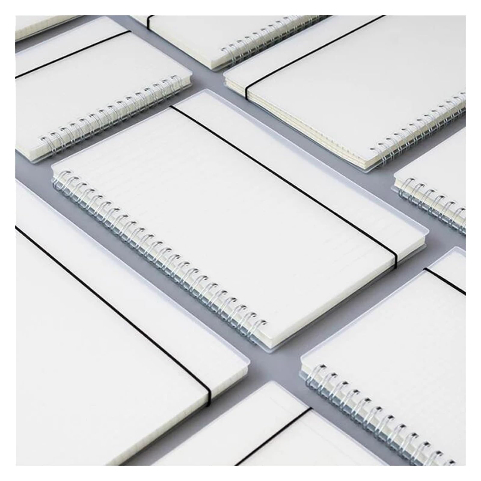 Cuaderno Espiral Cuaderno de notas con correa, libreta, cuaderno, agenda, cuadrícula, puntos, papel blanco transparente, tamaño A4/B5/A5/A6(Grid,A4 21.2x29cm)