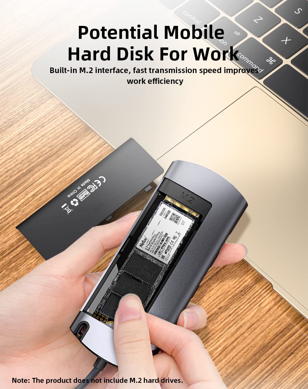 Netac Aluminiowa obudowa do M.2 SATA 6 w 1 - wejście (1xUSB-C, 1xPD Recharge), wyjście (2xUSB3.0-A, 1xHDMI, 1xRJ45, 1xM.2 SATA)