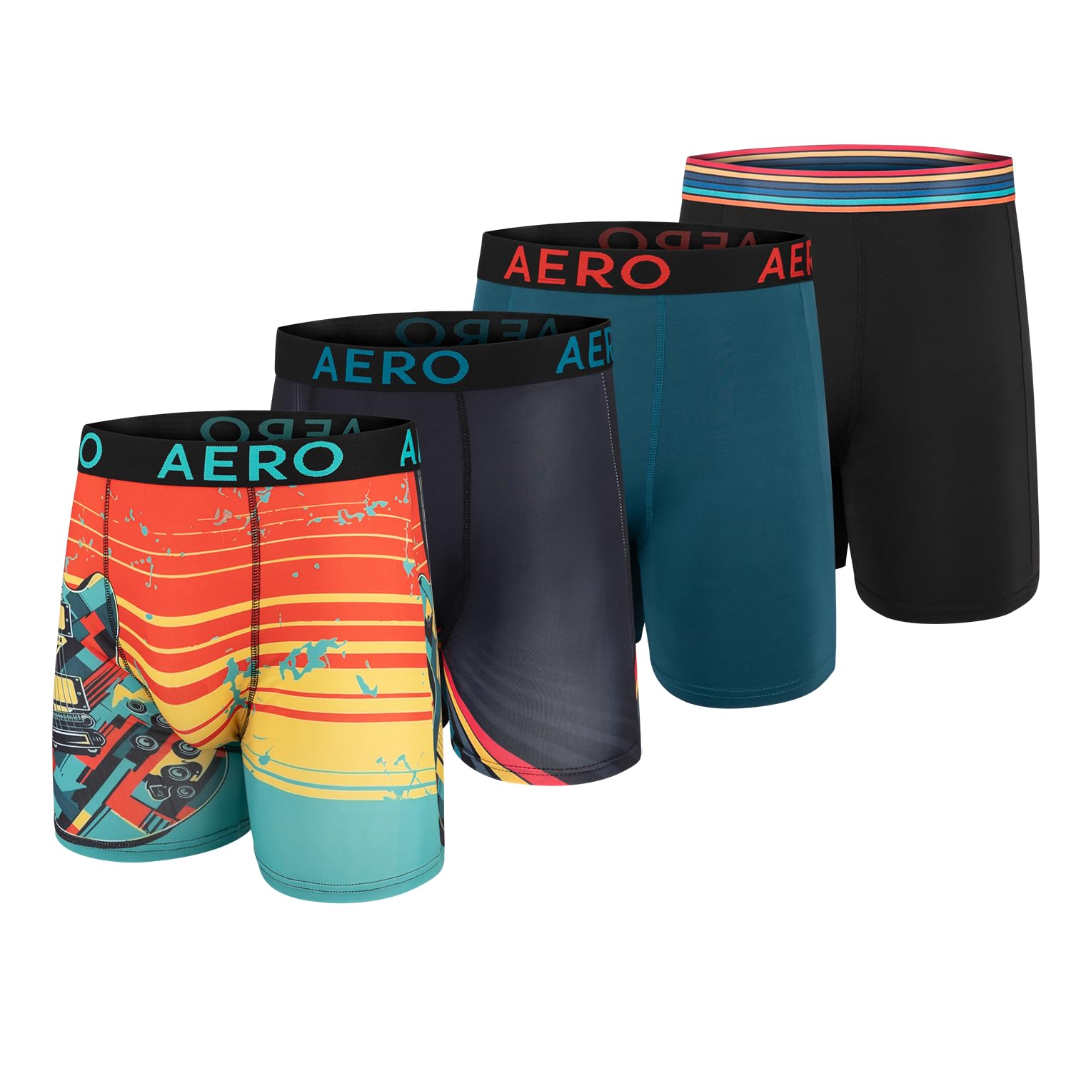 Mens Boxer Briefs 4 Pack Poly Spandex Performance Boxer Briefs Underwear