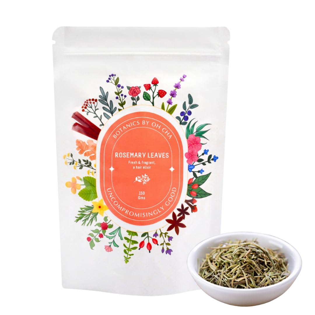 OH CHA Botanics By- Rosemary Turmeric Leaves, 150Gms|Dried Rosemary Leaves For Hair Growth|Can Be Used As Rosemary Oil For Hair, Herbal Rosemary Tea