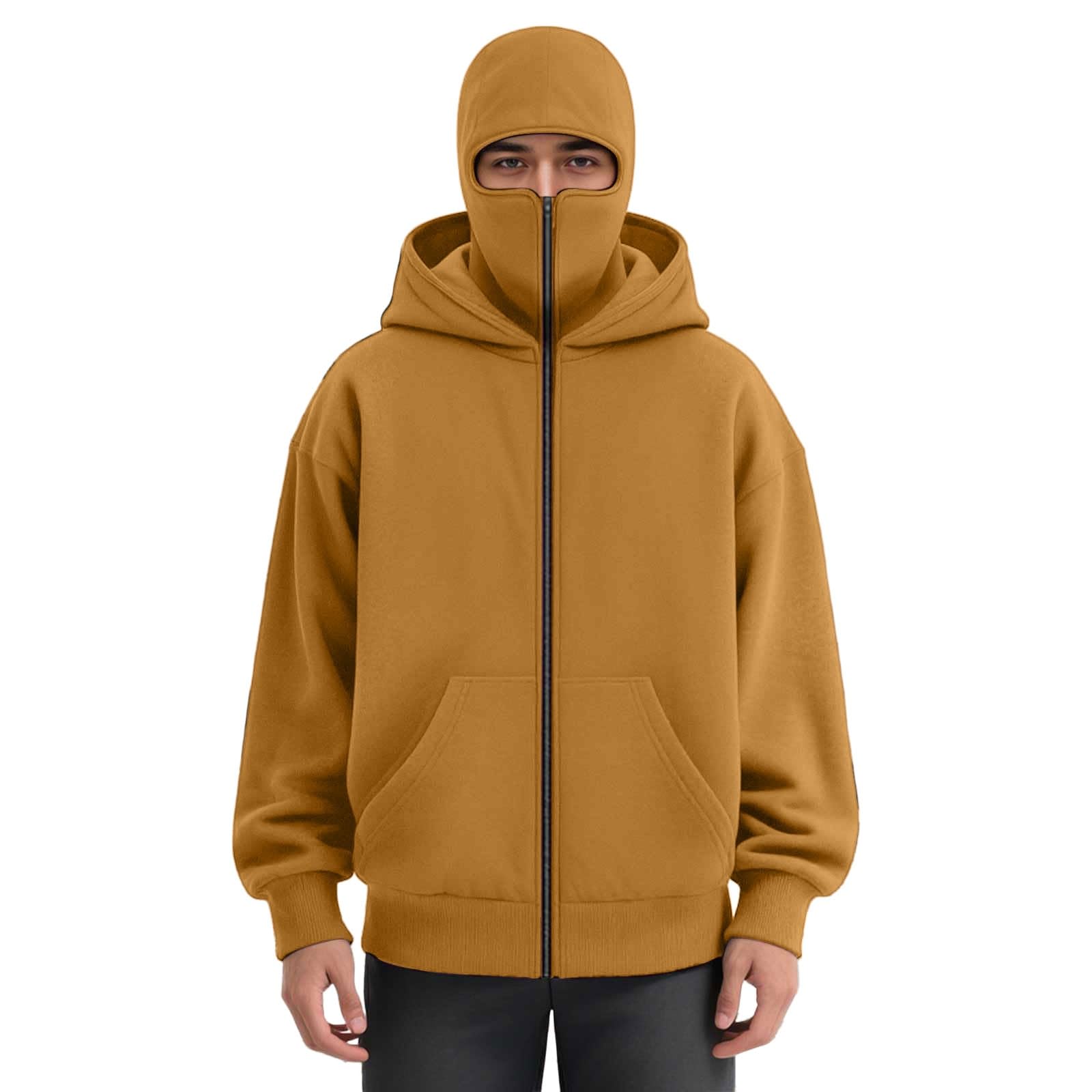 Unisex Men ' s Full-Zip Hooded Casual Long-Sleeved Warm Sports Sweatshirt for Winter Hoodie