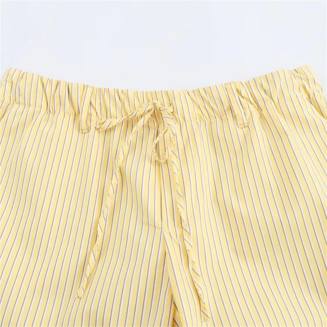 Set da donna a righe allentato - camicia e pantaloni abbinati