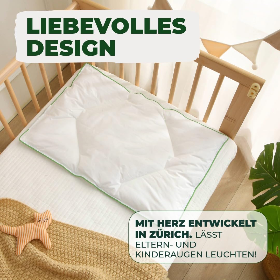Welldora Kinderkissen 40x60 cm – flaches Kinderkissen (1–6+ Jahre), hautfreundlich & pflegeleicht, 100% Baumwollbezug, Oeko-TEX® Zertifiziert, waschbar & liebevoll gestaltet