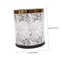 Vista 2 de Cubo de basura de mármol, contenedor de basura de plástico, cubo de basura redondo para baño, cocina, dormitorio, hogar, oficina, sala de estar