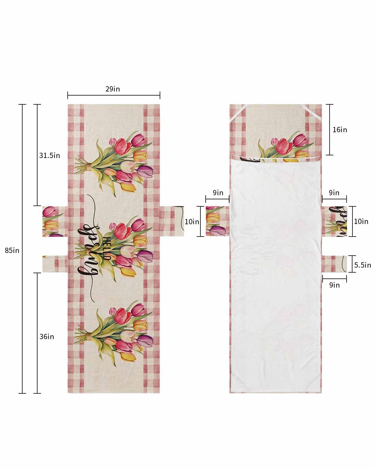 Hello Spring Floral Beach Lounge Chair Towel Cover, Soft Chaise Lounge Towel with Side Pockets Patio Pool Chairs Cover for Beach/Pool Sunbathing 29x85 Summer Botanical Watercolor Tulip