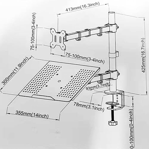 Miniatura 6 de Monitors and Laptop Stand Adjustable Monitors Mount with Tray Notebook Arm Mounting Converters Laptop Tray for Desk