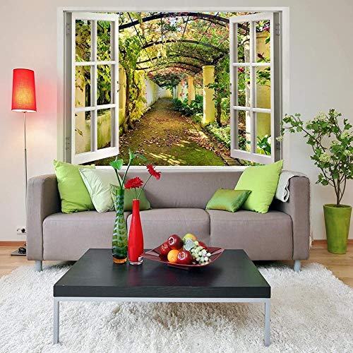 XiuTaiLtd Garten Tunnel Weitblick Fensterblick 3D Wandillusion ca Wandbild...
