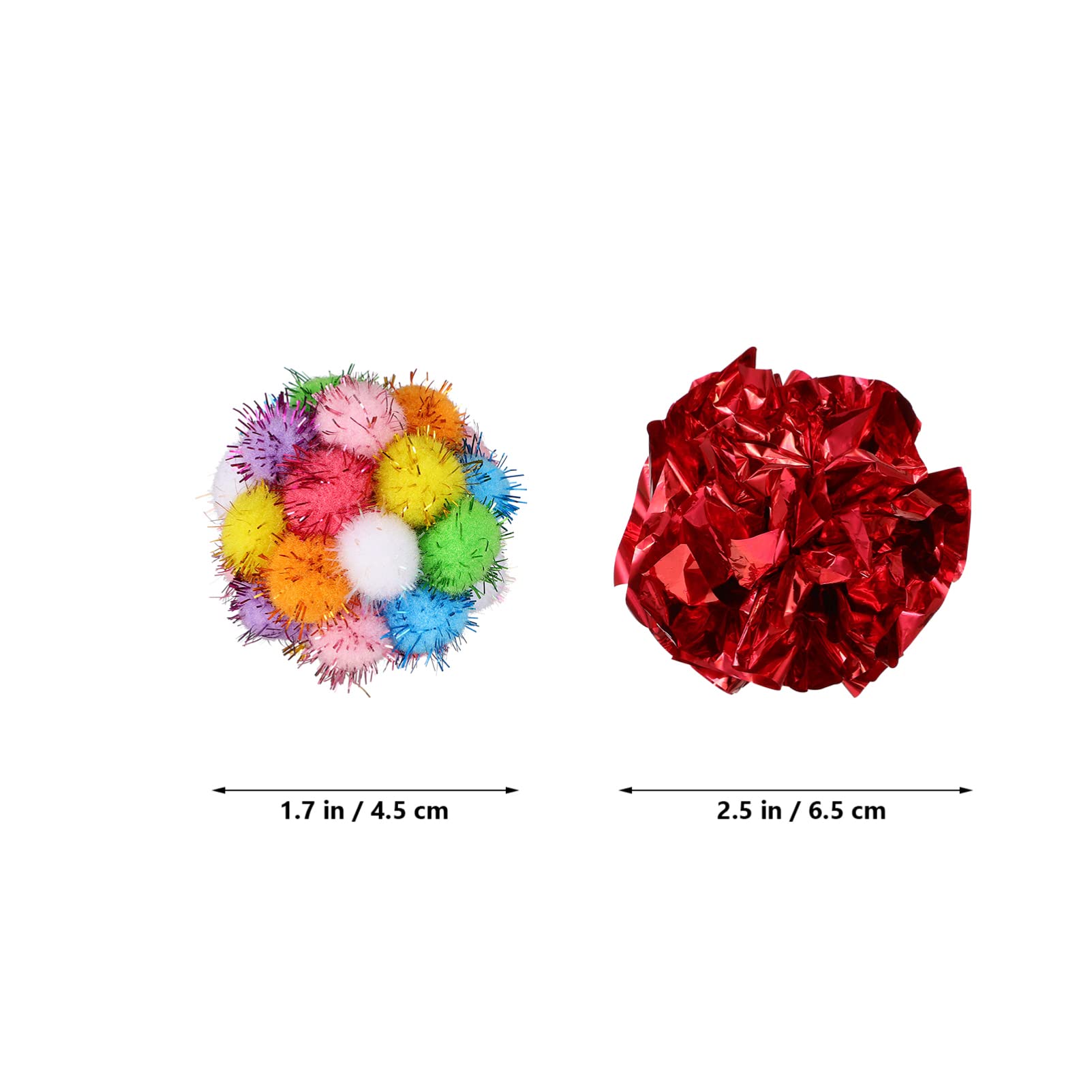 Toyvian 25 Pcs Cat Plush Crinkle Balls Interactive Pet for Cats Includes Glitter Plush Balls Fun Playthings to Enhance Pet Interaction