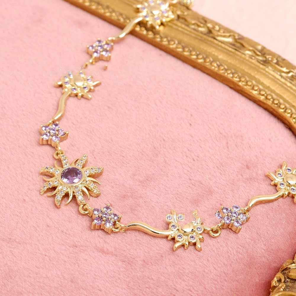 Bracciali, Principessa Girasole, Gioielli Floreali Eleganti Regolabili con zirconi Viola for Il Compleanno delle Donne(E)