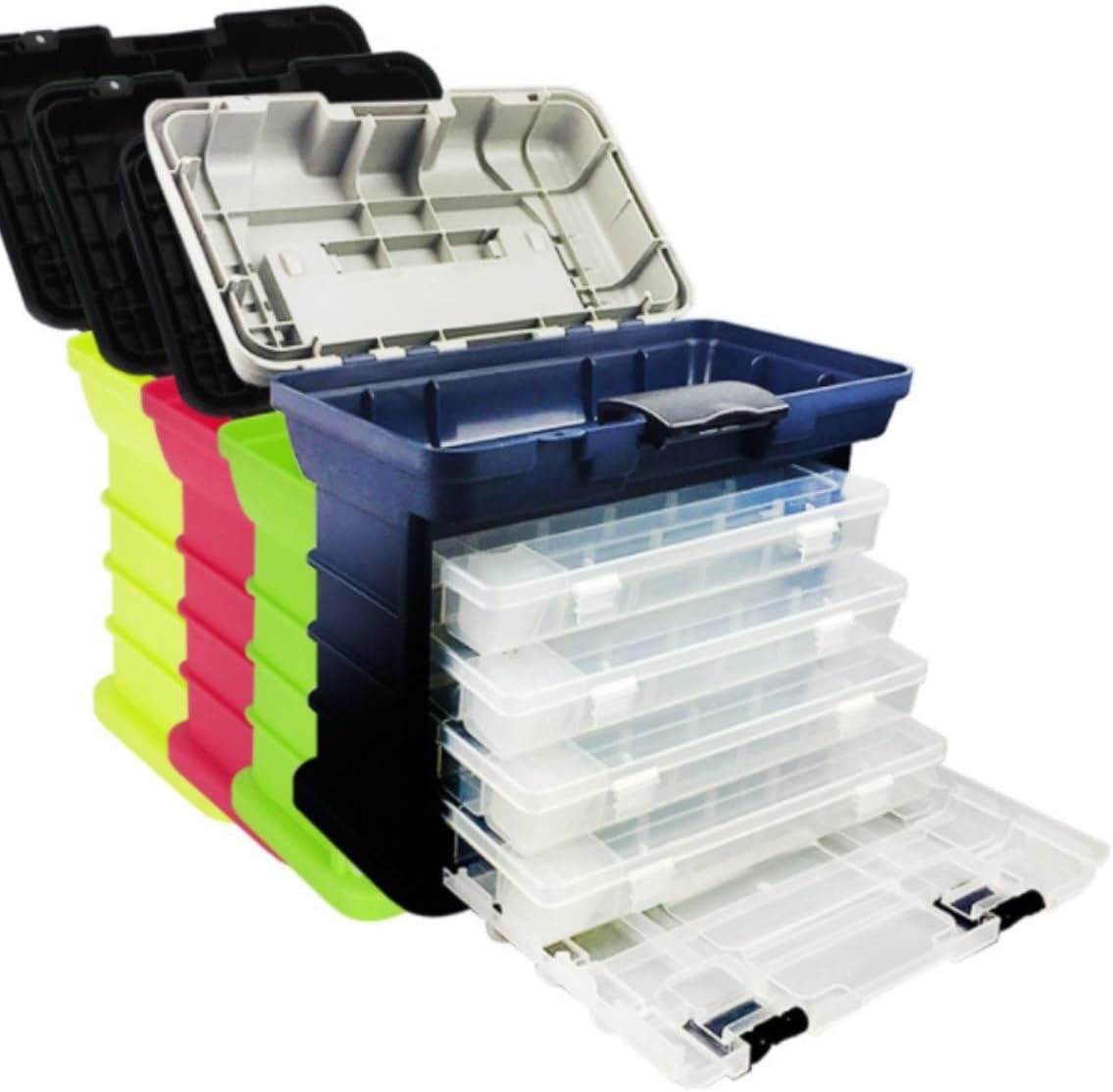 Tackle Box Organizer Portable 4-Layer Fishing Gear Box Multi-Functional Storage Box Boat Fishing Accessory Box with Handle Tackle Utility Boxes