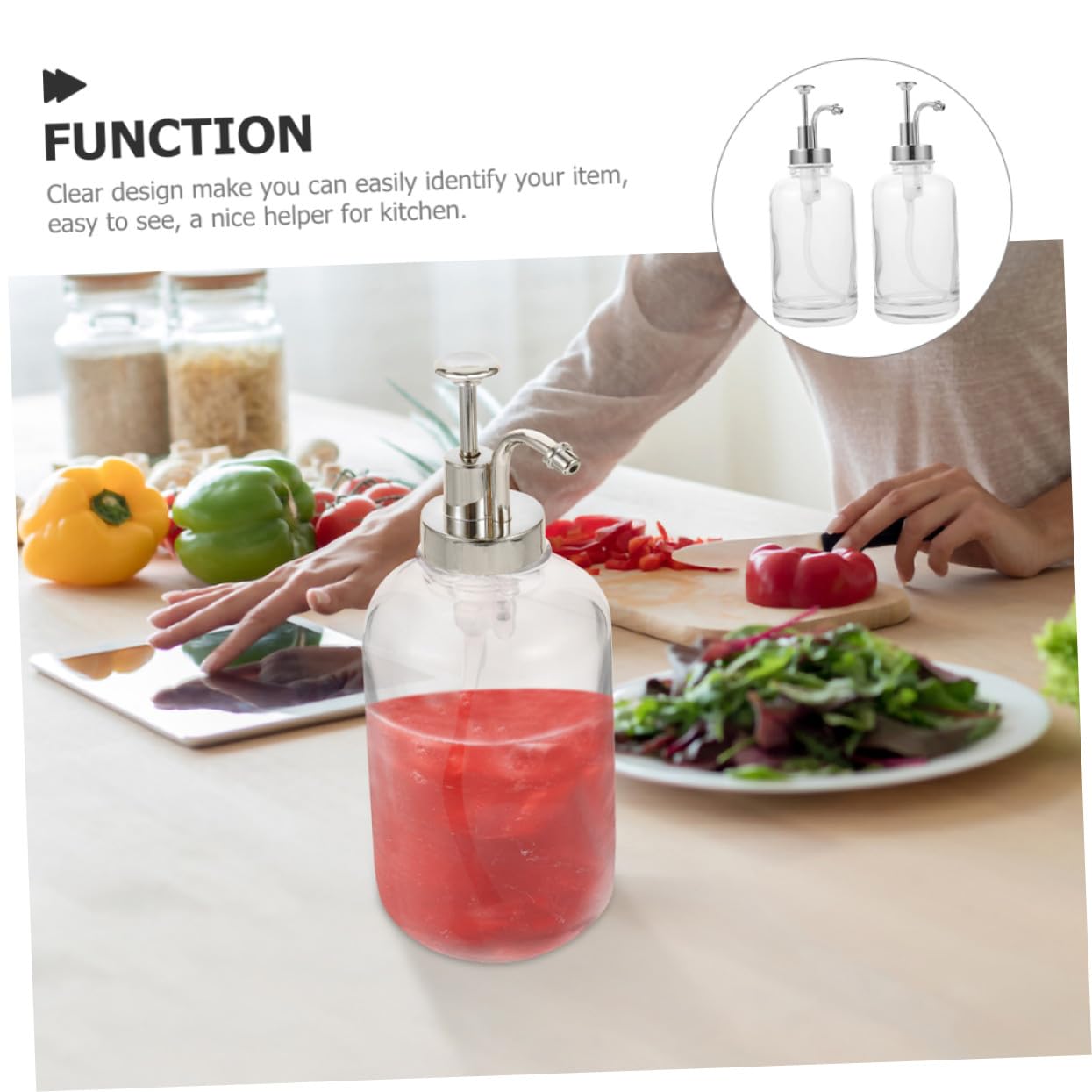 OUNONA Distributeurs à Pompe à Sirop Pompe Inox Argenté Lot de 2 en Verre 500ml Accessoire la Cuisine Pratique pour Bar et Maison