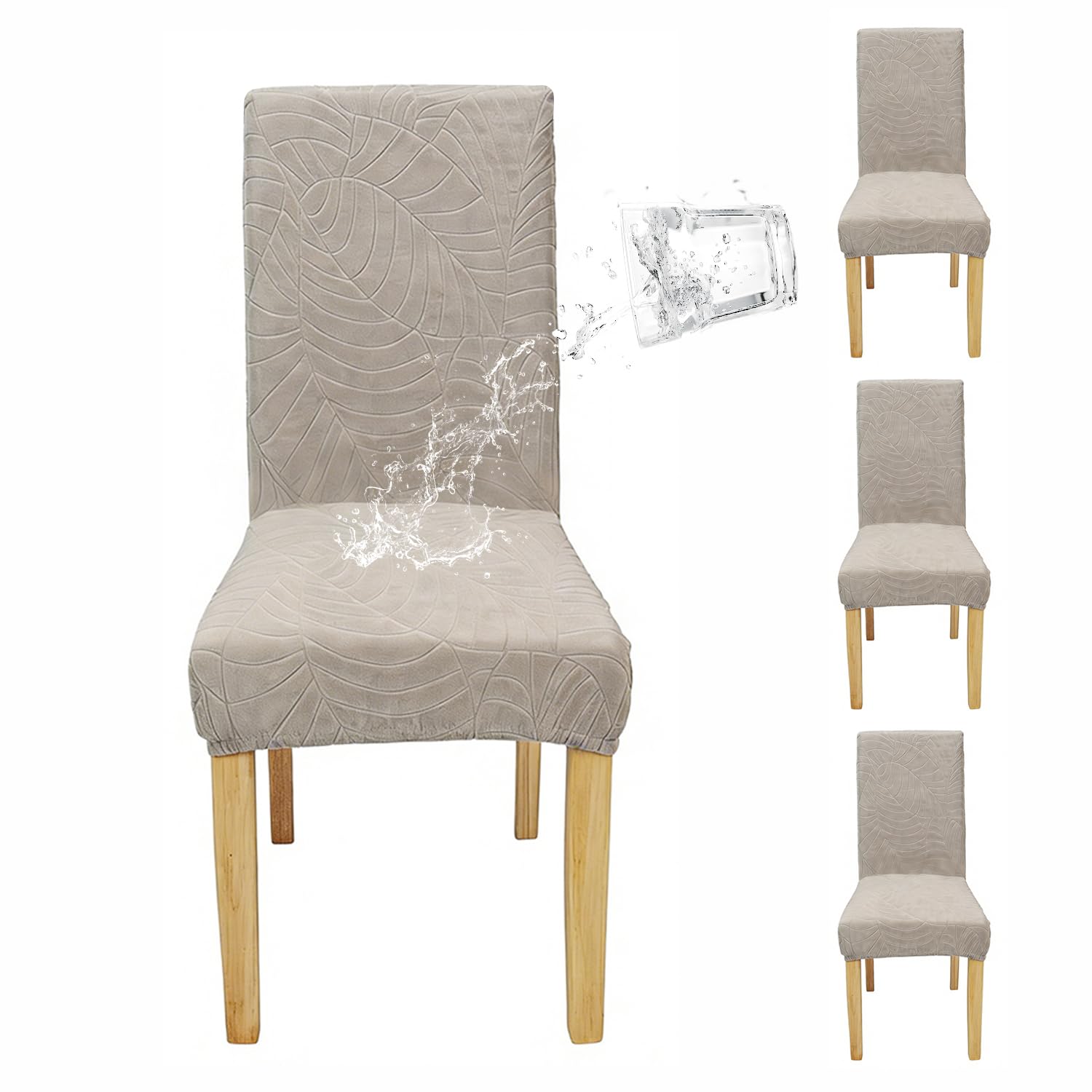 AOSCTELF Stretch Waterproof Dining Parson Chair Covers Set of 4-Light Grey