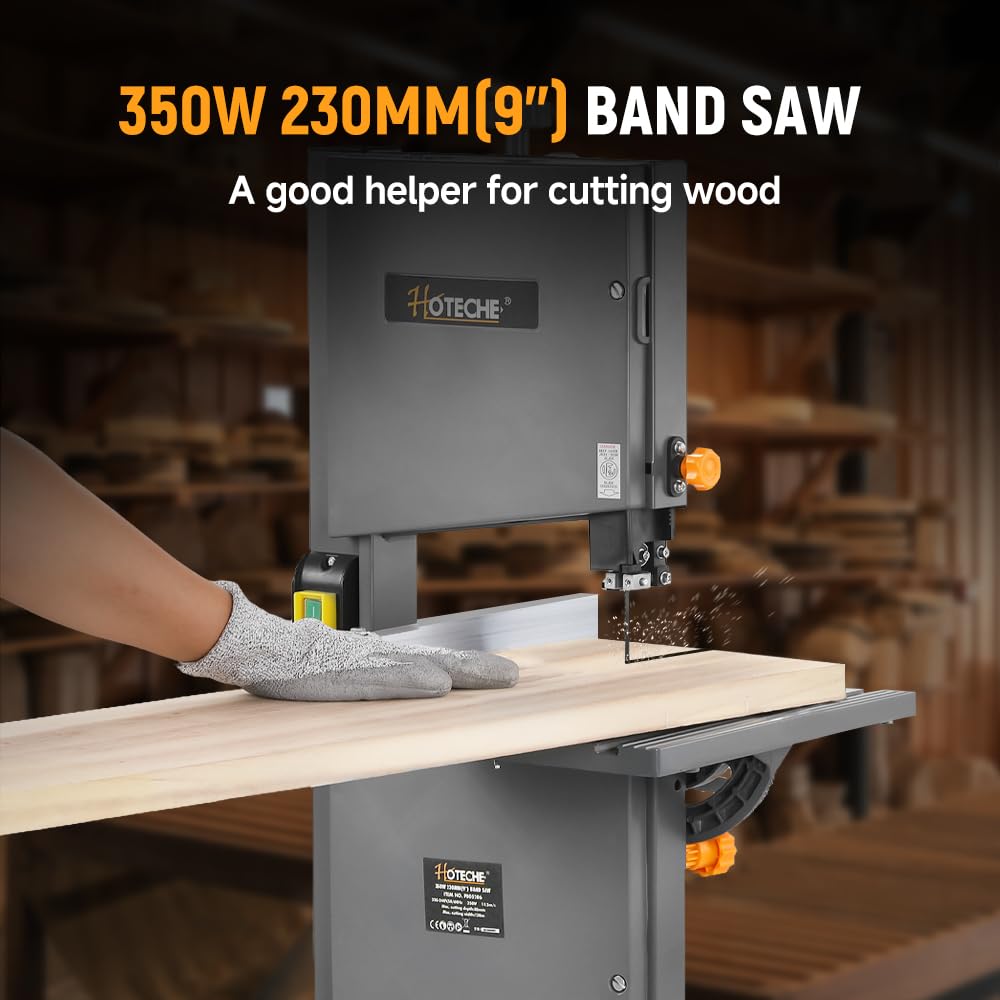 Hoteche 230MM Bandsäge | 350W Kupferdrahtmotor, 11.5M/S Sägeblattgeschwindigkeit, in Zwei - Wellpappe - Karton
