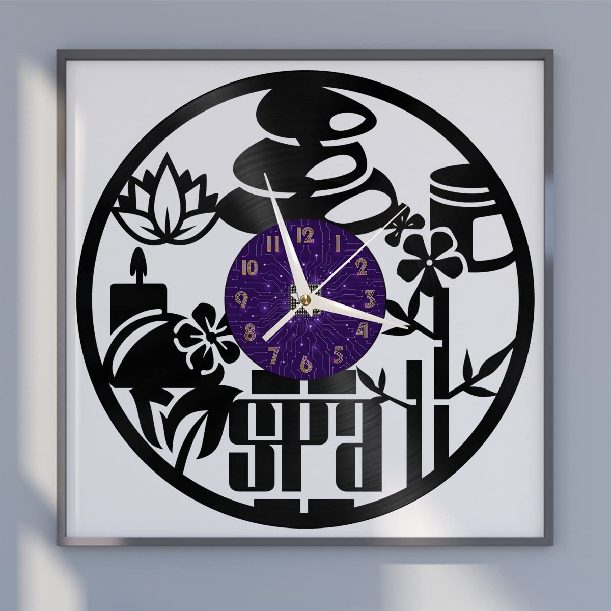 Horloge murale en vinyle Spa Club pendule silencieuse cuisine salon chambre à piles