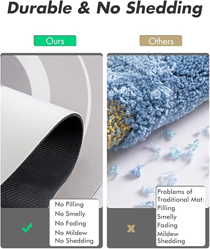 Miniatura 10 de MontVoo Alfombra de baño larga para baño, antideslizante, absorbente, de secado rápido, delgada, alfombra de baño con parte trasera de goma,