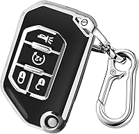 Vista 1 de QBUC Funda para Llavero de Jeep, Protector de Estuche de Llave Plegable con Llavero Compatible con Jeep Wrangler JLU JL Gladiator Rubicon JT