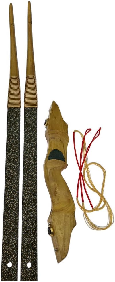 SHARROW Traditional Recurve Bow Archery Hunting Take Down Bow Handmade Longbow for Shooting Target Wooden Mongolian Horsebow 30-50Lbs