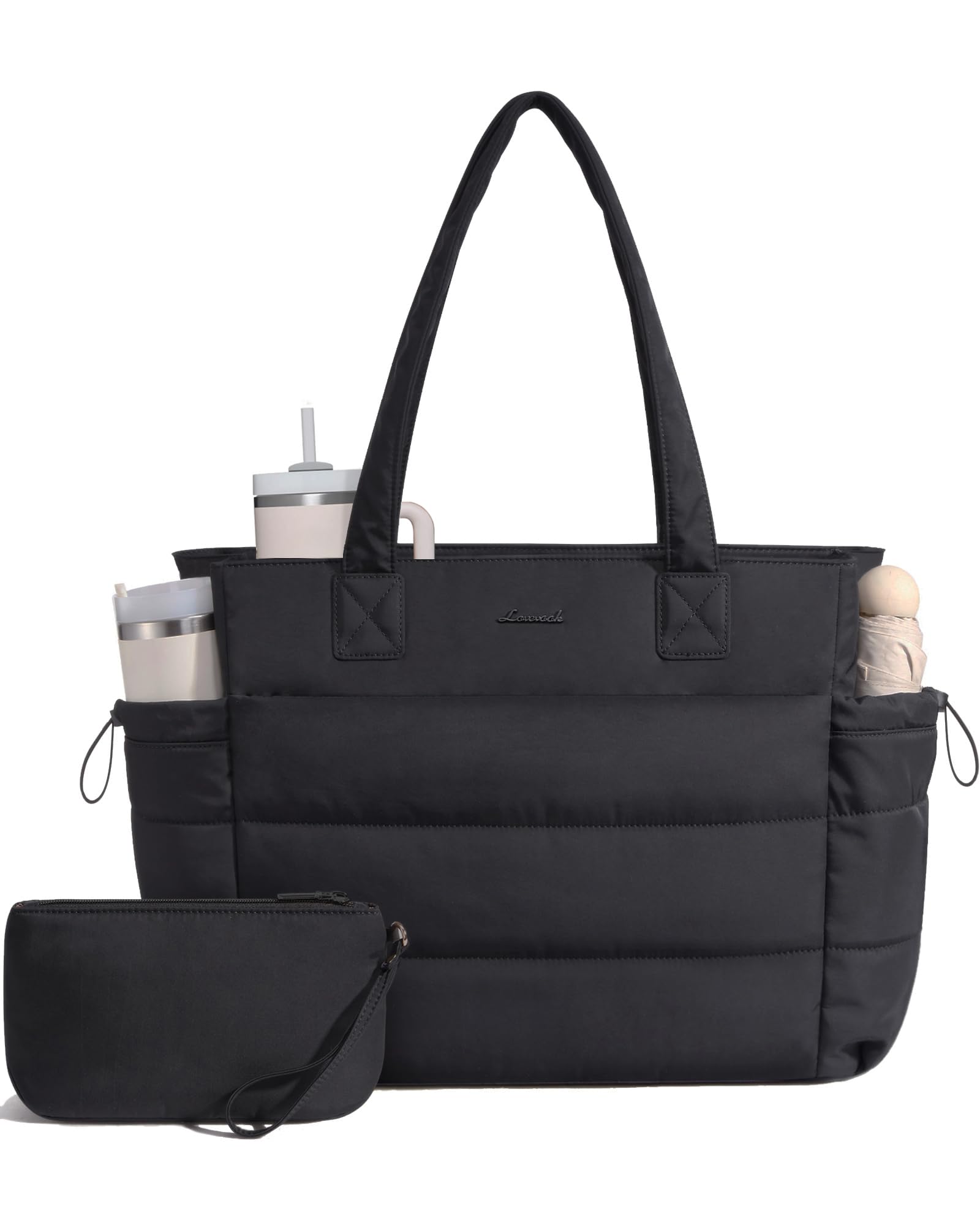 LOVEVOOK Tote Bag for Women with Giant Tumbler Holder Pocket