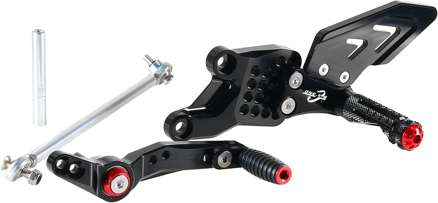 ONE.K.S Motorcycle Foot Rest Pedals CNC Adjustable Rear Set Foot Rest Pegs For YAMAHA YZF R7 2021-2022-2023 Foot Pedal (Black+Red)