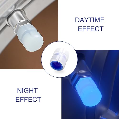 Miniatura 4 de Tapón de aire para válvula de neumático de automóvil, cubierta iluminada antifugas, universal para la mayoría de automóviles y motocicletas (azul)