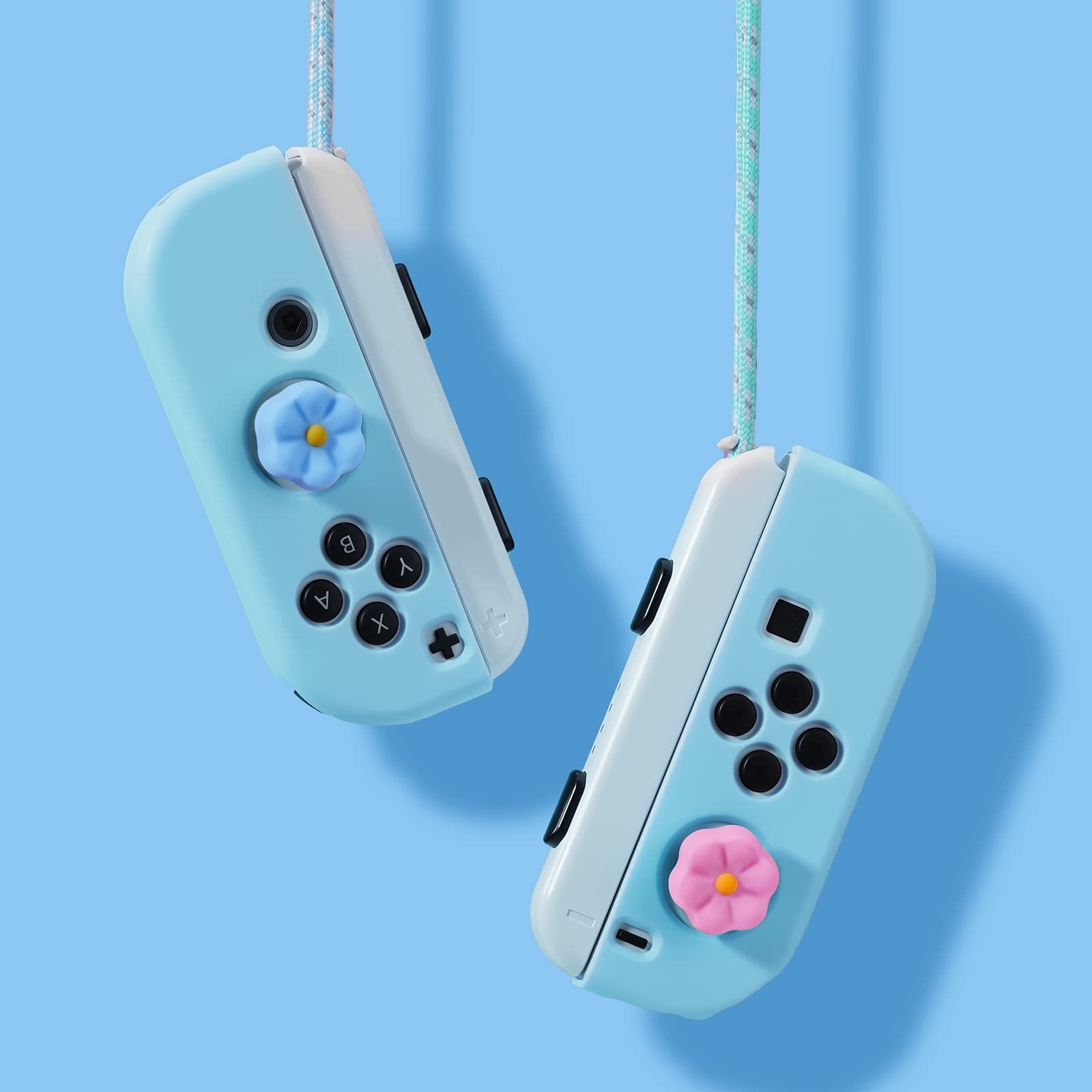 JINGDU Thumb Grip Caps for Switch Joy-Con, Cute Joystick Covers with 3D Pattern Cover Soft Adorable Silicone Analog 4Pcs Kit for Switch/OLED/Lite, Flower — view 7