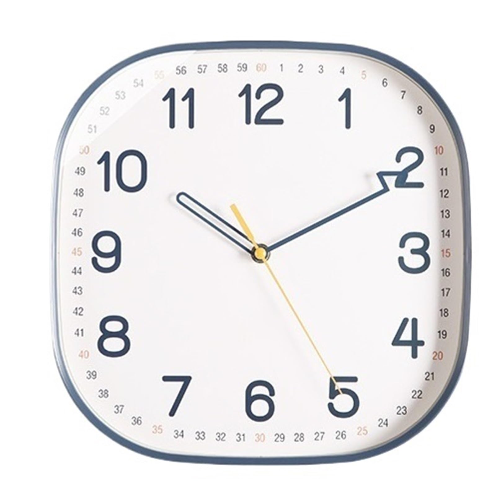 Mq5rB8u1 Living Room Blue-framed Square Silent Wall Clock Battery powered Mix and match freely Clear and easy to read(10 inches)