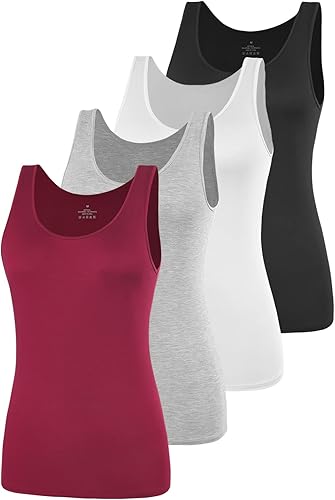 Miniatura 8 de AMVELOP - Camiseta básica sin mangas para mujer, ropa interior, camiseta sin mangas en paquete de 2-4 unidades Blanco,1-bl/Gr/Wh/Pi,1-bl/Wh/Bl/Wh,2