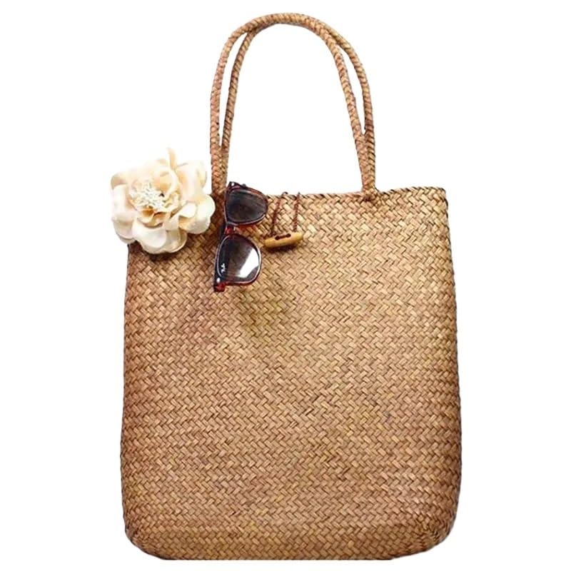 Straw Bag Fashion Women Summer Straw Large Tote Bag Beach Casual Shoulder Bag Handbag Handmade Basket Storage Shopping bag