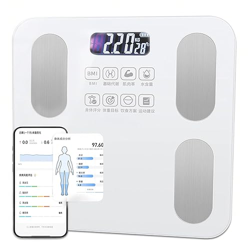 Báscula inteligente de grasa corporal con aplicación, báscula digital de baño para IMC, composición corporal, masa muscular, capacidad de 400