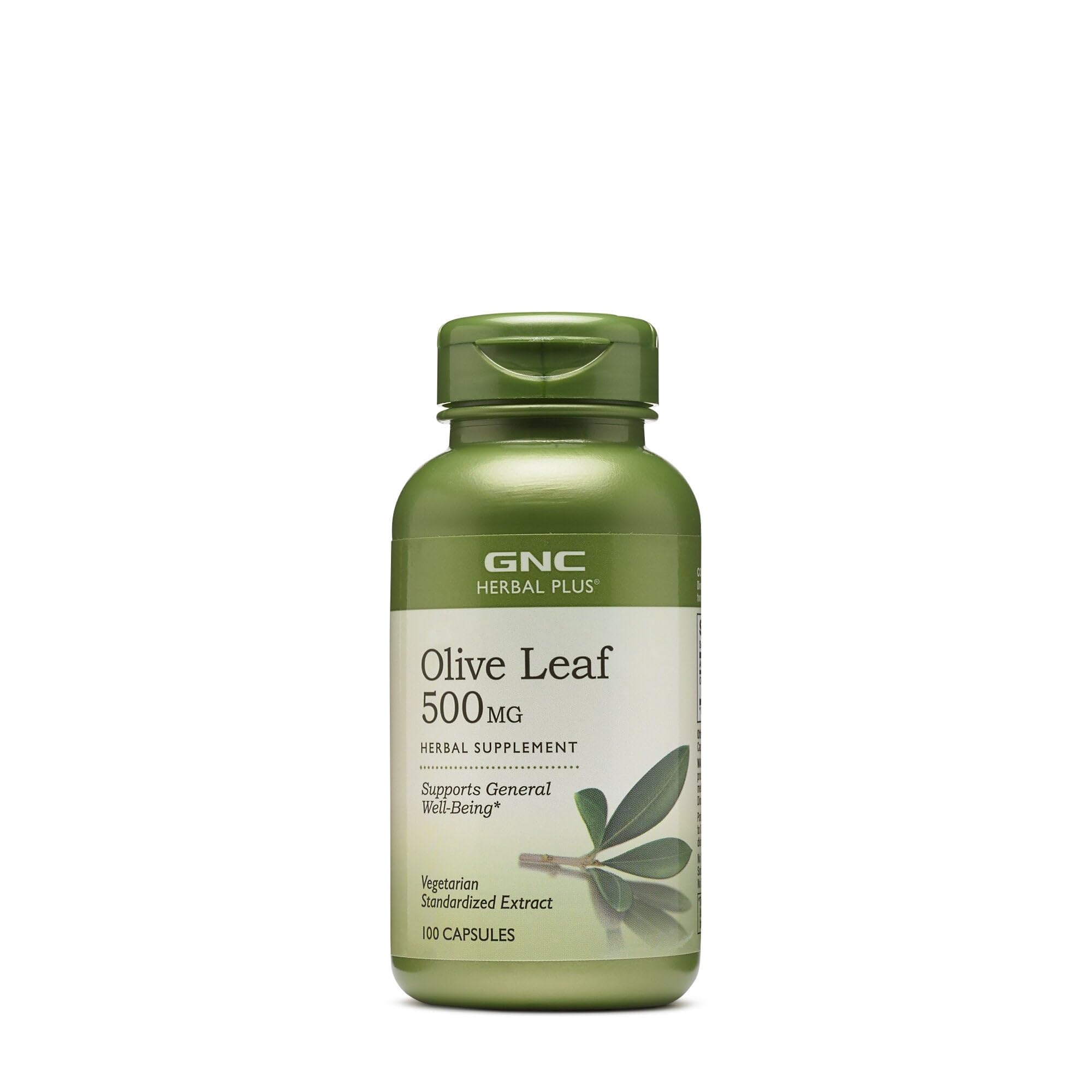 GNC Herbal Plus Olive Leaf 500mg, Well-Being Support, 100 Servings