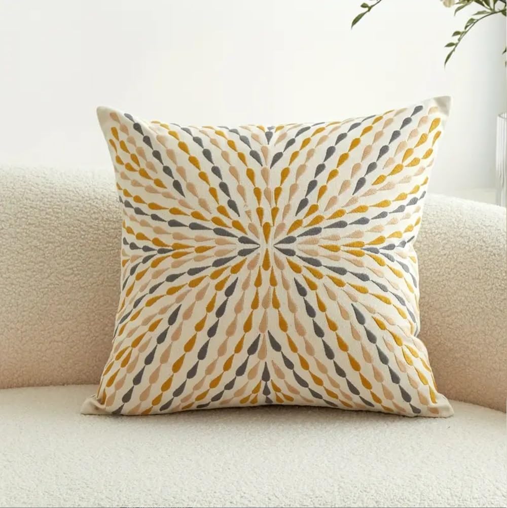 Embroidery Water Droplet Cushion Cover, Brown, 45x45 Cm (18x18 Inch)