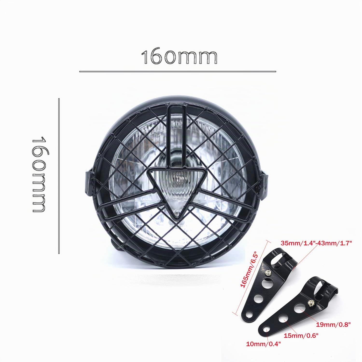 Universal Motorrad Frontscheinwerfer, 6'' Halogen Scheinwerfer mit Lampenschirmabdeckung Retro für Cafe Racer Bobber Chopper CG125 GN125 (Weiß)
