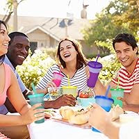 Vista 7 de Vasos que cambian de color con tapas y pajitas, 7 vasos reutilizables a granel de plástico para adultos y niños, vaso de 24 onzas