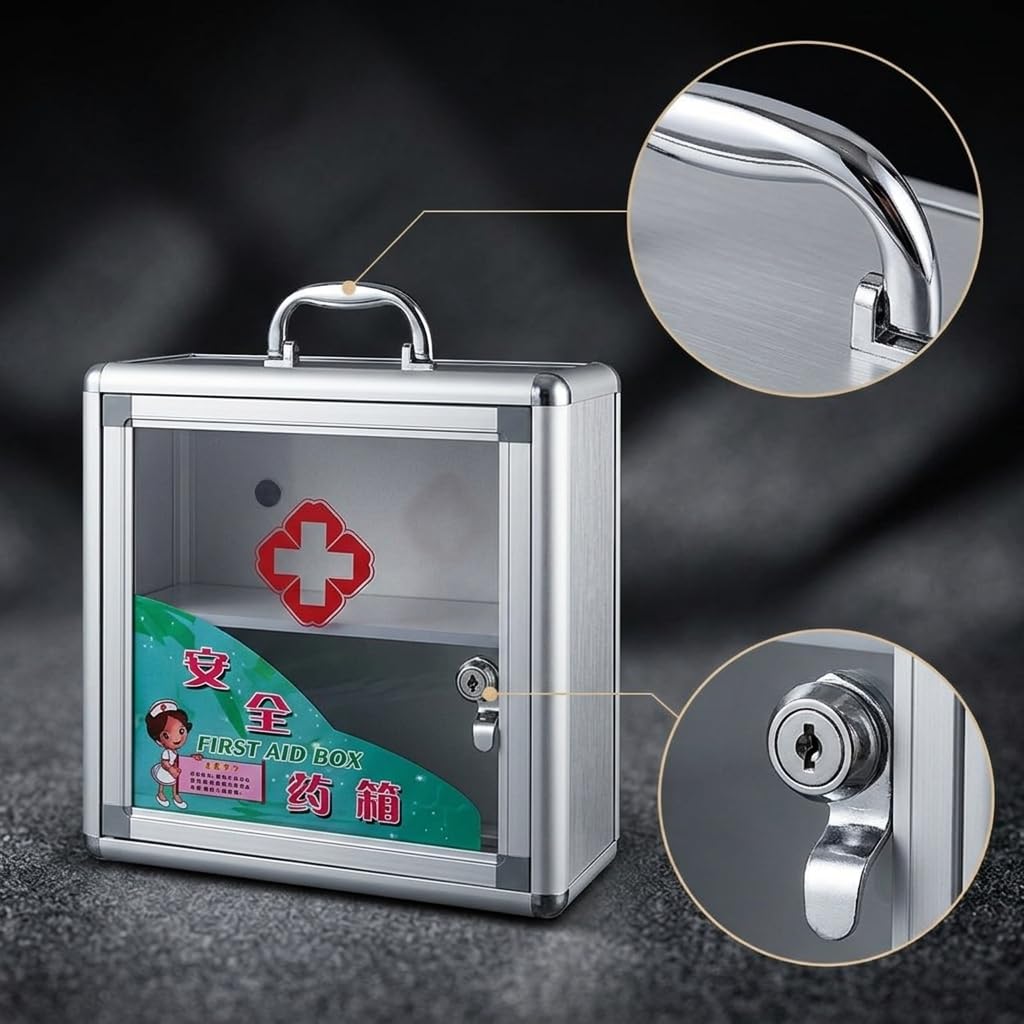 Scatola di in Metallo e Alluminio, Portatile e da Muro, medico, Kit familiare D122
