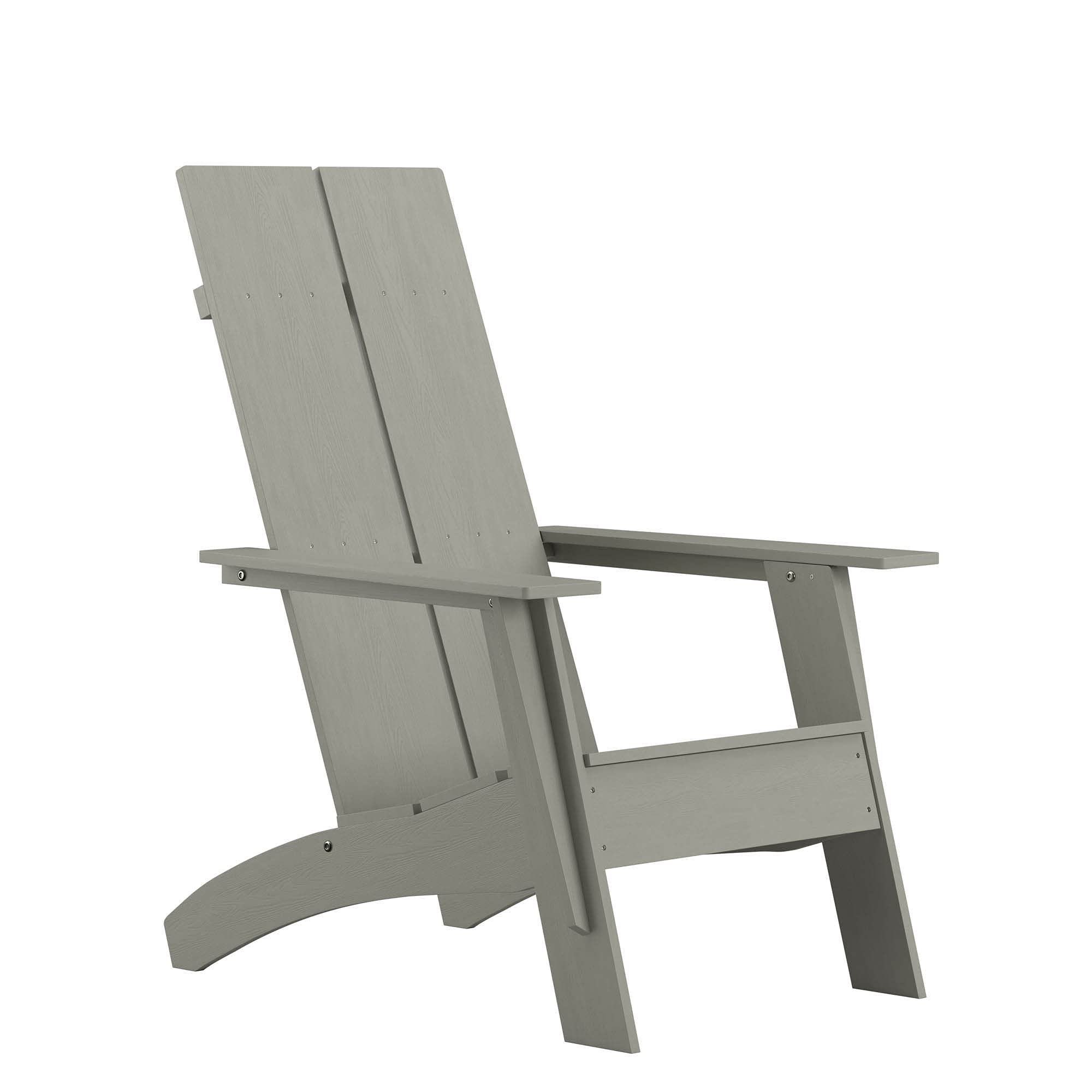 Flash Furniture Sawyer Modern Commercial 2-Slat Back Adirondack Chair - Gray Commercial All-Weather Poly Resin Lounge Chair