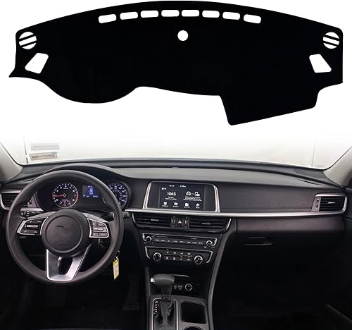 Funda para salpicadero interior compatible con Kia Optima Sedan LX EX S SX Turbo SXL Turbo LX Turbo 2016-2020 protector de rayos UV (borde negro)