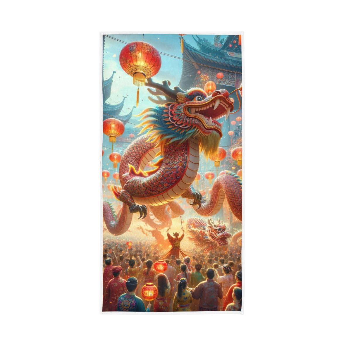 LSRCPD Happy Chinese New Year Year of The Dragon Hand Towels and Wash Cloths for Bathroom, Hand Towel for Bathroom, Travel, Camp, Hotel, Spa 15 x 30 Inches