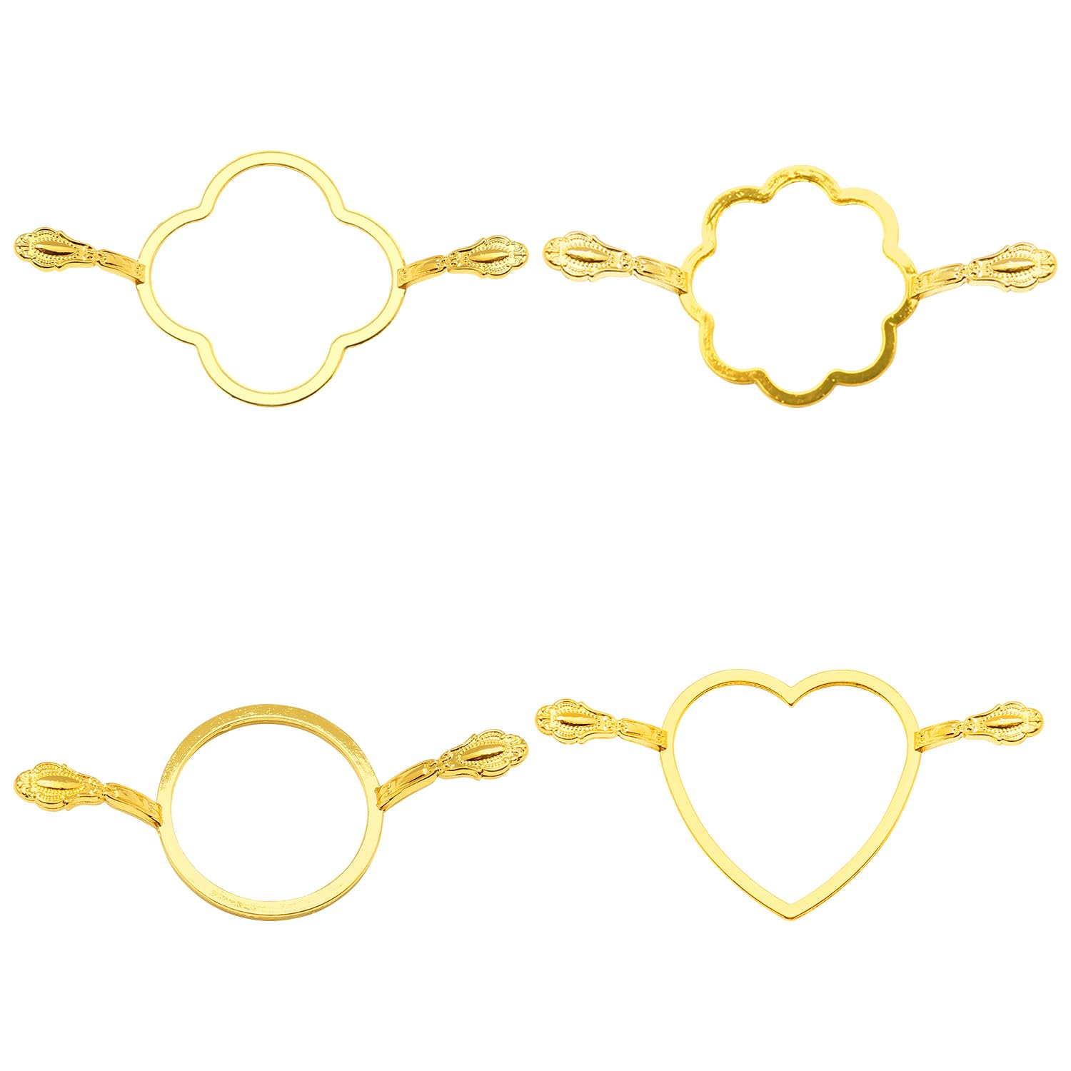 Gaomumu 4PCS Metal Wax Seal Molds Set, Round, Heart, Flower, Clover Shapes with Silicone Mat for 1-Inch Wax Stamps, Craft Tool for Invitations, Gift Wrapping, Envelopes Cards