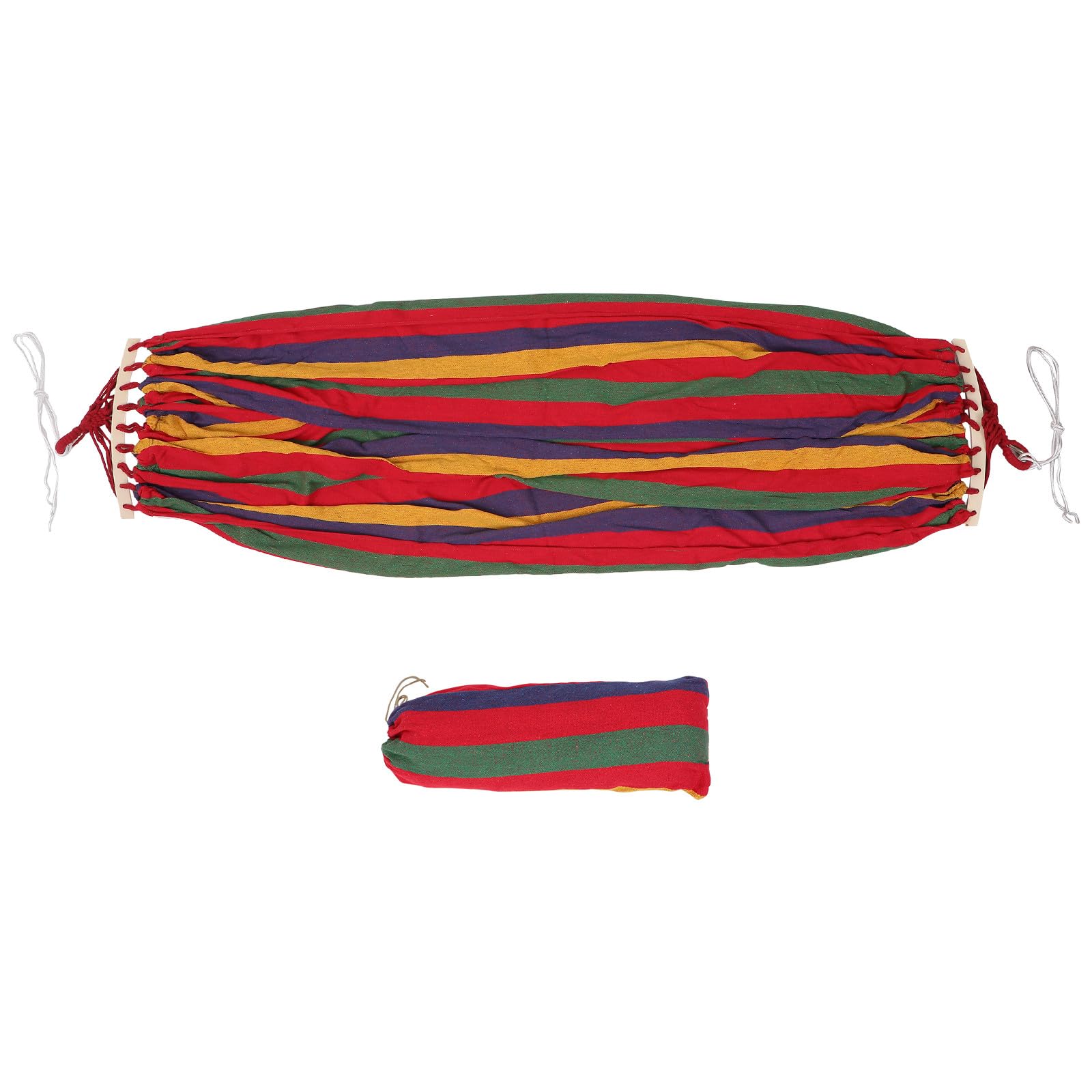 POPETPOP Hamac Anti-Roulis Double Largeur en Toile Rayée avec Boucles Rouges Hamac de Jardin Plage Portable et Léger pour Randonnée Terrasse et Camping