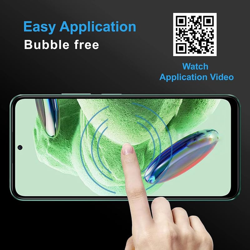 Image of Tempered Glass Screen Protector Compatible For Redmi Note 12 4G / Redmi Note 12 5G Smartphone Full Screen Coverage (Except Edge To Edge) And Free Complete Easy Installation Kit