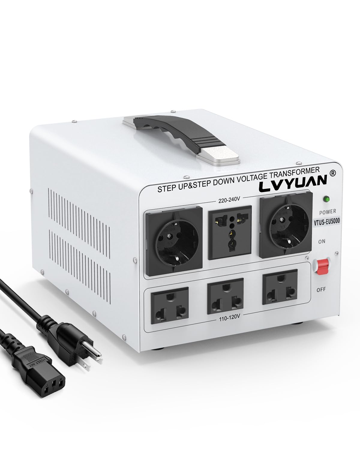 LVYUAN Trasformatore di tensione da 5000 W, convertitore di potenza Step Up da 110 V a 220 V, Step Down da 220 V a 110 V, 110/120 Volt - 220/240 Volt