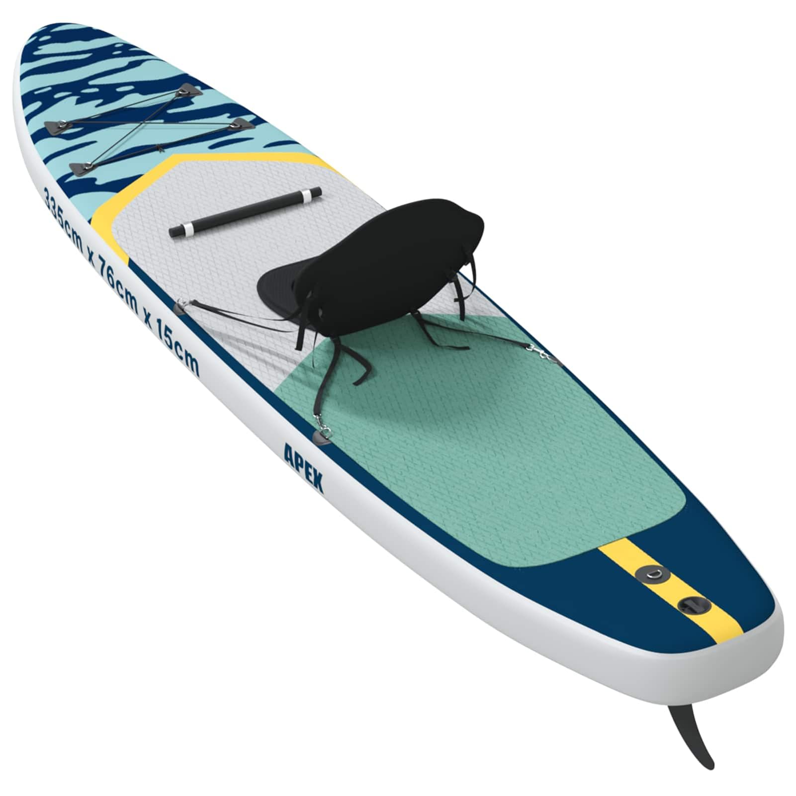 SUP-Board 2-in-1 m. Sitz 335x76x15cm blau, PVC, Pumpe, Paddel, Leash, Tasche