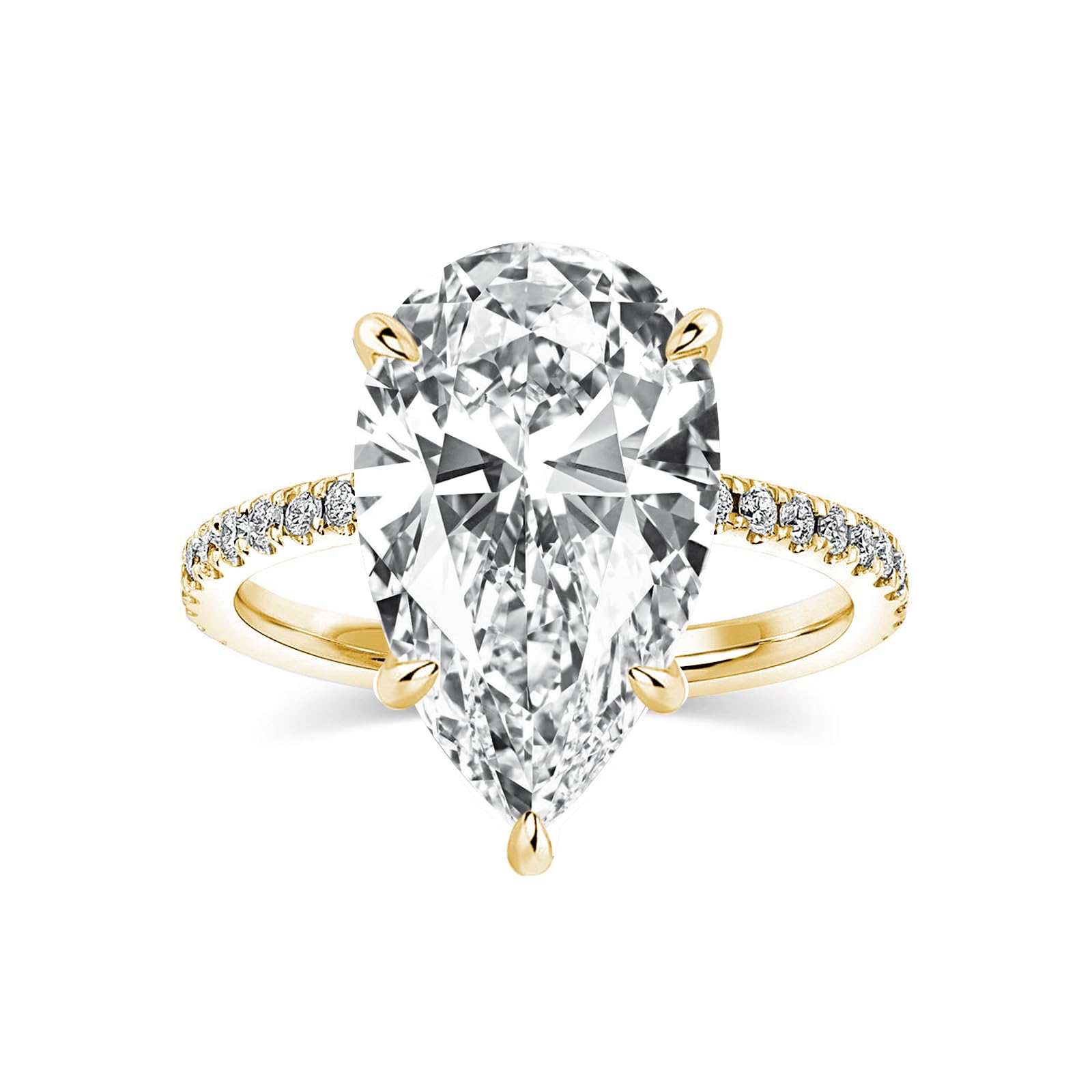 RODIFFY 5.0CT Elongated Pear Shaped Engagement Rings for Women, S925 Silver Cubic Zirconia Teardrop Promise Wedding Ring with Hidden Halo